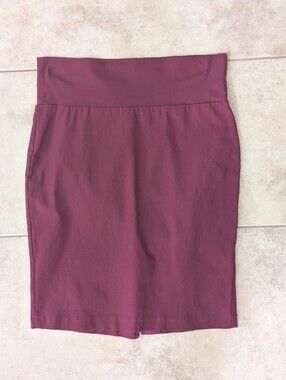 Burgundy Stretchy Pencil Skirt